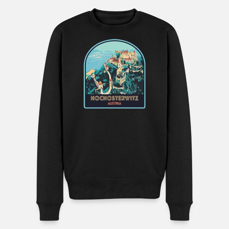 Illustration Château Hochosterwitz, Autriche - Pull Premium bio Homme - noir