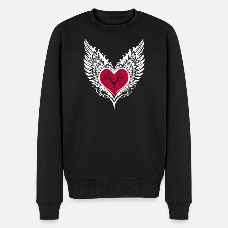 Ailes de coeur Cœur ailé - Pull Premium bio Homme - noir