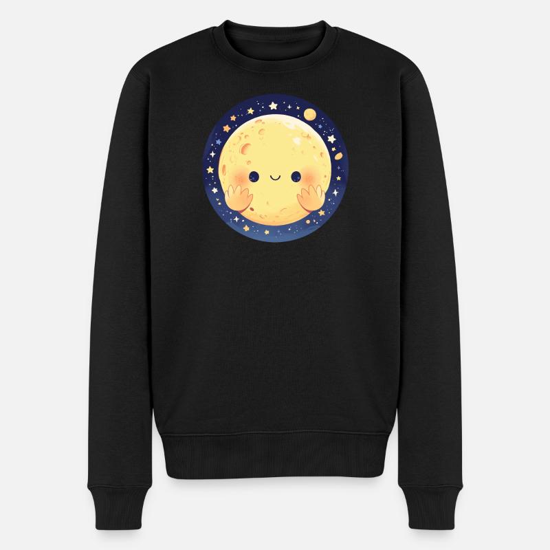 Der lächelnde Mond - Männer Premium Bio Pullover - Schwarz