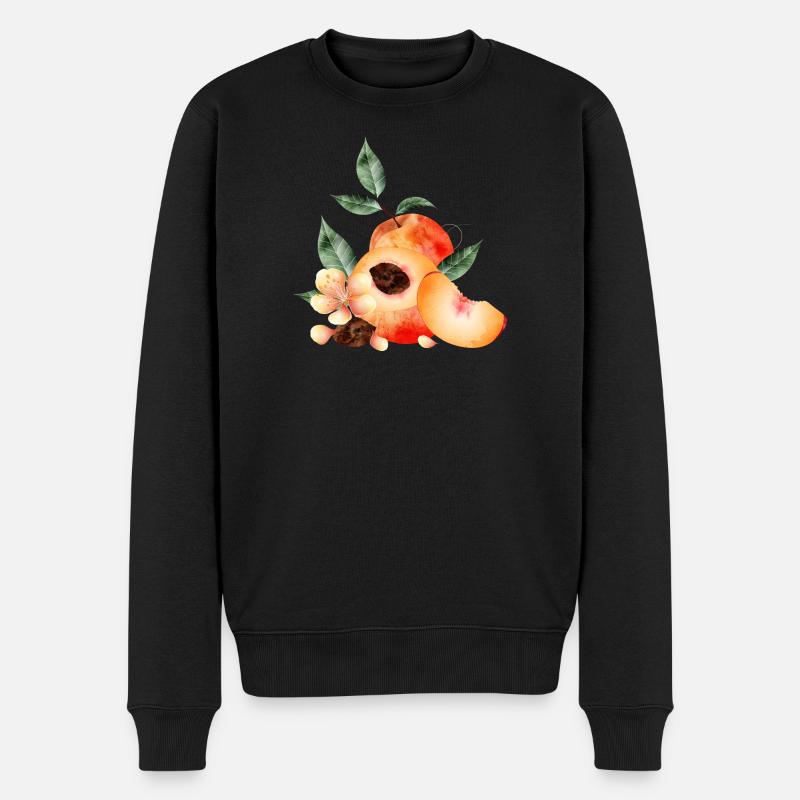 Pfirsichhälfte,Pfirsiche,Pfirsich,-blüten und keil - Männer Premium Bio Pullover - Schwarz