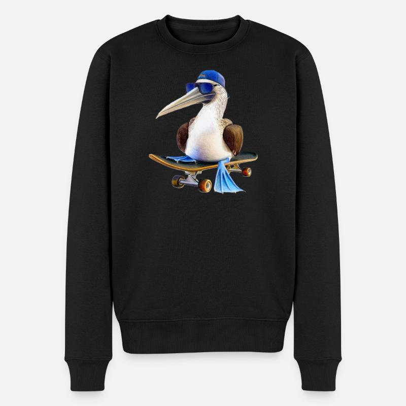 Blaufußtölpel Skateboard - Männer Premium Bio Pullover - Schwarz