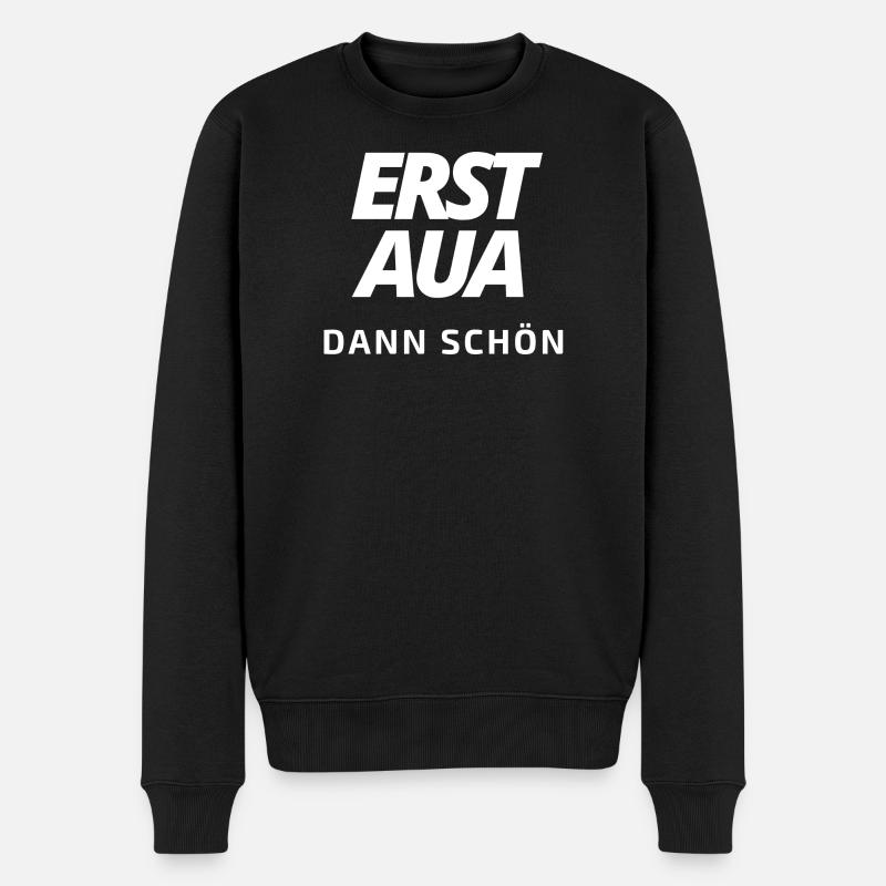 erst aua dann schön 5.0 weiß - Männer Premium Bio Pullover - Schwarz