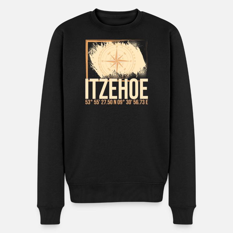 Itzehoe Koordinaten - Männer Premium Bio Pullover - Schwarz