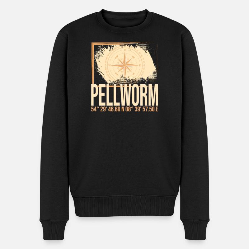 Pellworm Koordinaten - Männer Premium Bio Pullover - Schwarz