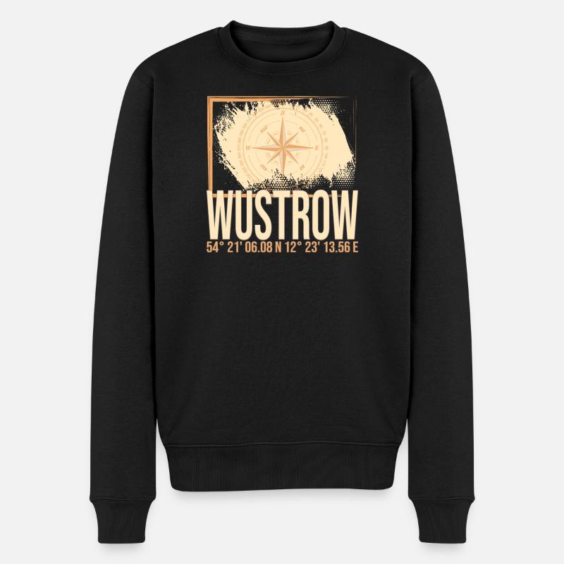 Wustrow Koordinaten - Männer Premium Bio Pullover - Schwarz