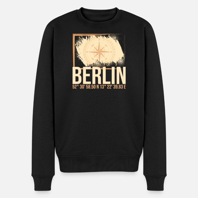 Berlin Koordinaten - Männer Premium Bio Pullover - Schwarz