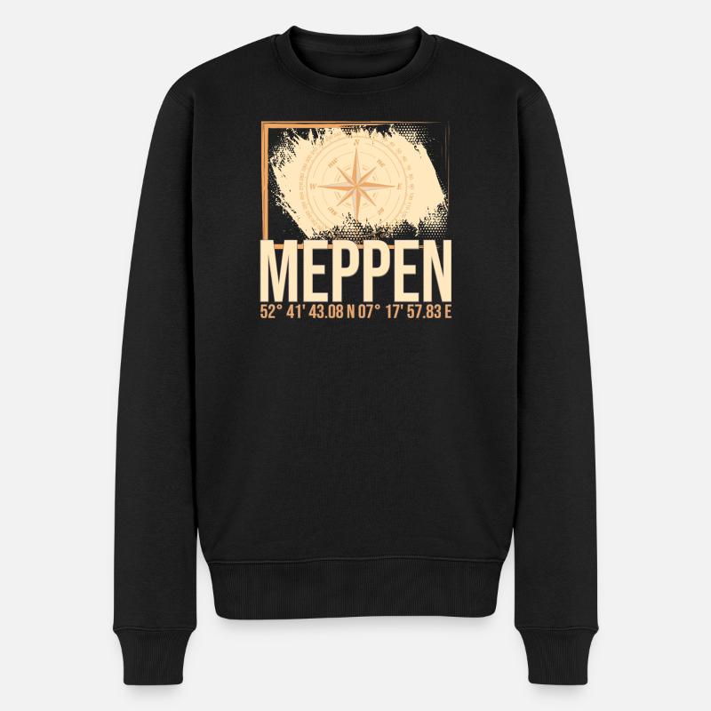 Meppen Koordinaten - Männer Premium Bio Pullover - Schwarz