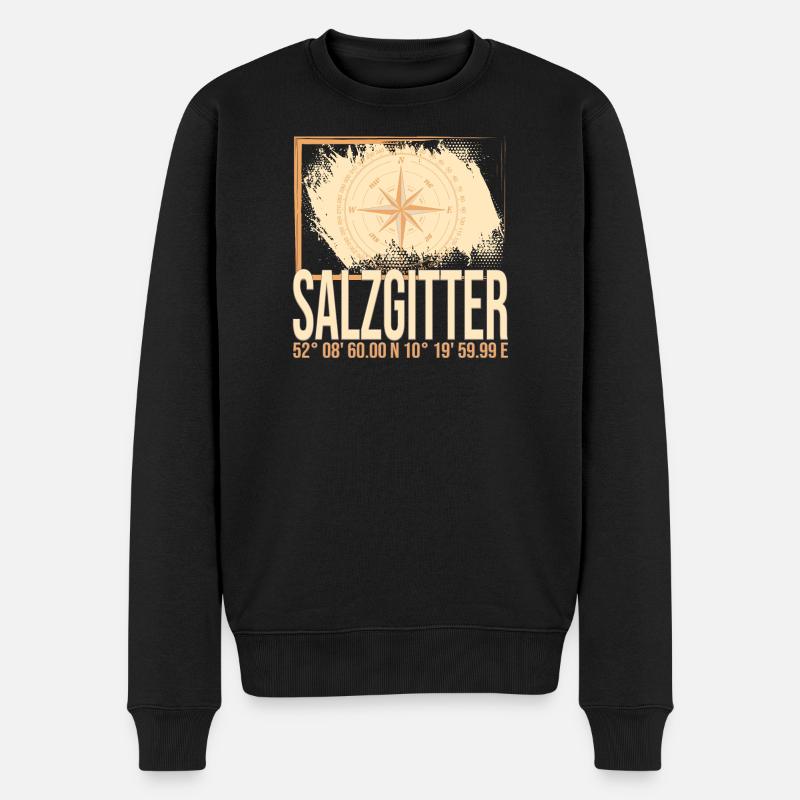 Salzgitter Koordinaten - Männer Premium Bio Pullover - Schwarz