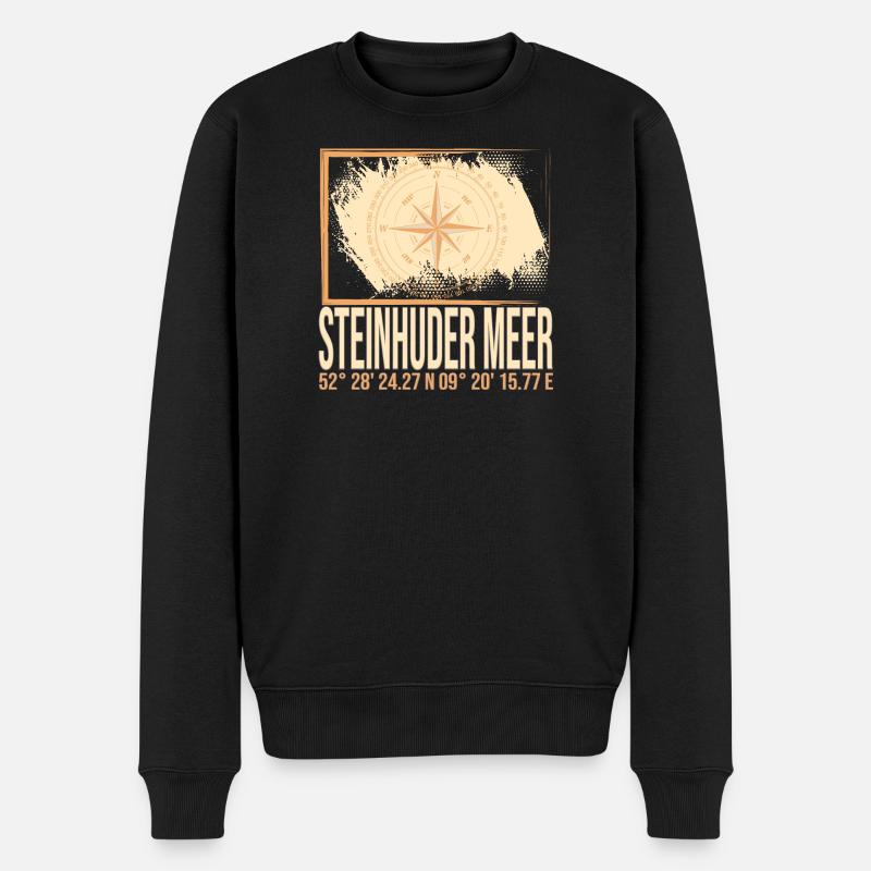 Steinhuder Meer Koordinaten - Männer Premium Bio Pullover - Schwarz