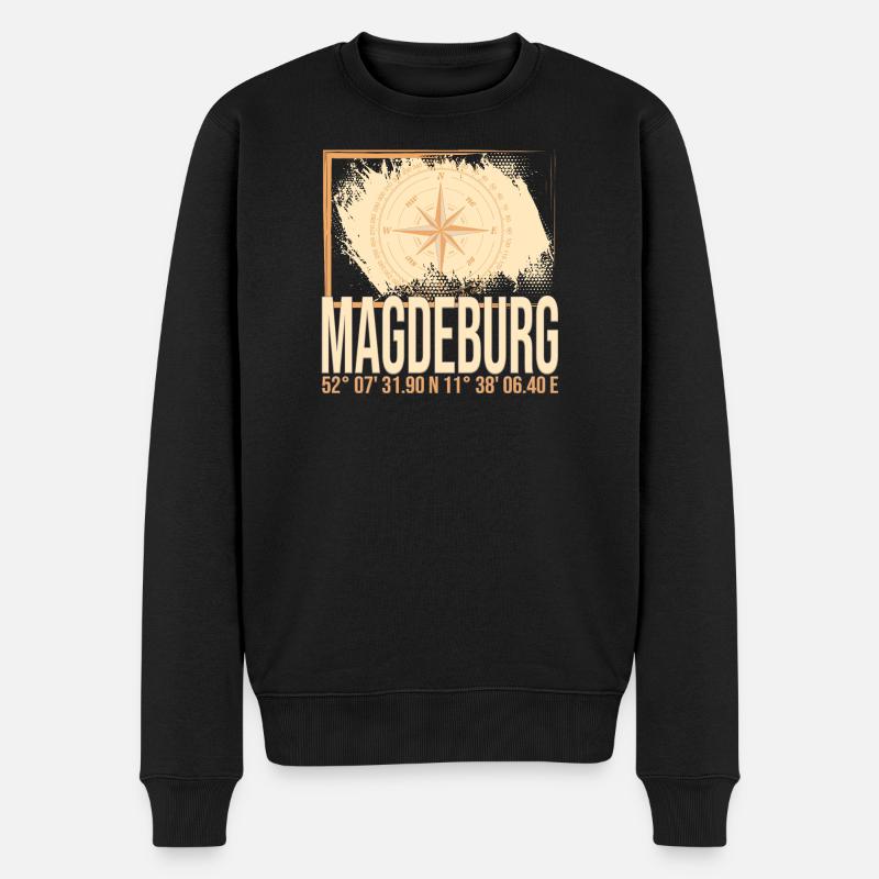 Magdeburg Koordinaten - Männer Premium Bio Pullover - Schwarz