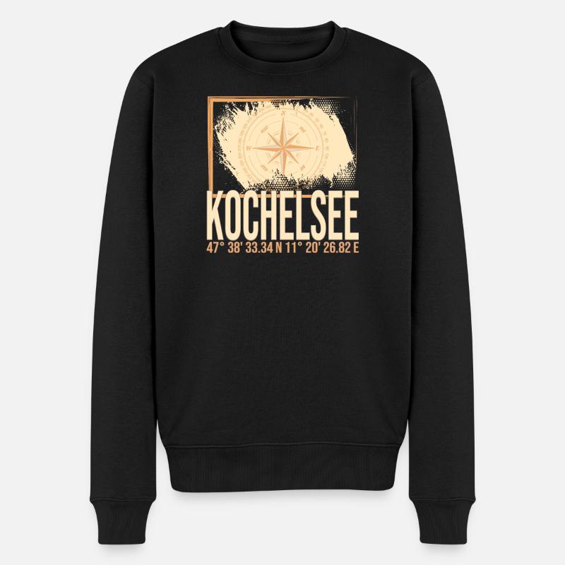 Kochelsee Koordinaten - Männer Premium Bio Pullover - Schwarz