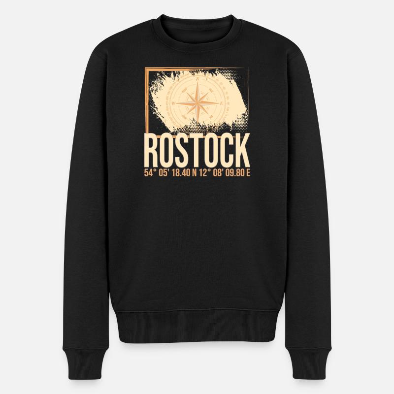 Rostock Koordinaten - Männer Premium Bio Pullover - Schwarz