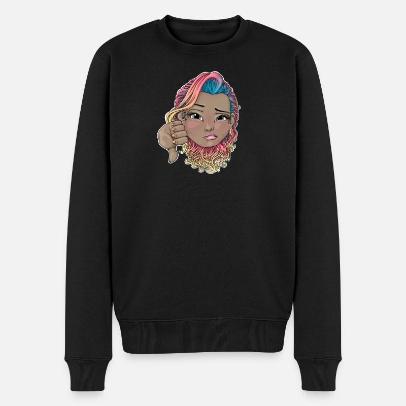 Mehrfarbiges Haar mit Missbilligungsgeste - Männer Premium Bio Pullover - Schwarz