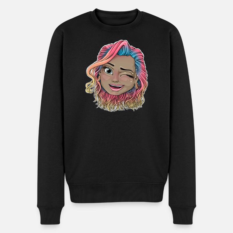 illustration vibrante clin d’œil - Pull Premium bio Homme - noir