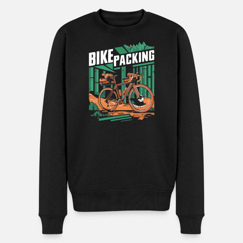 Scène d’aventure de bikepacking - Pull Premium bio Homme - noir