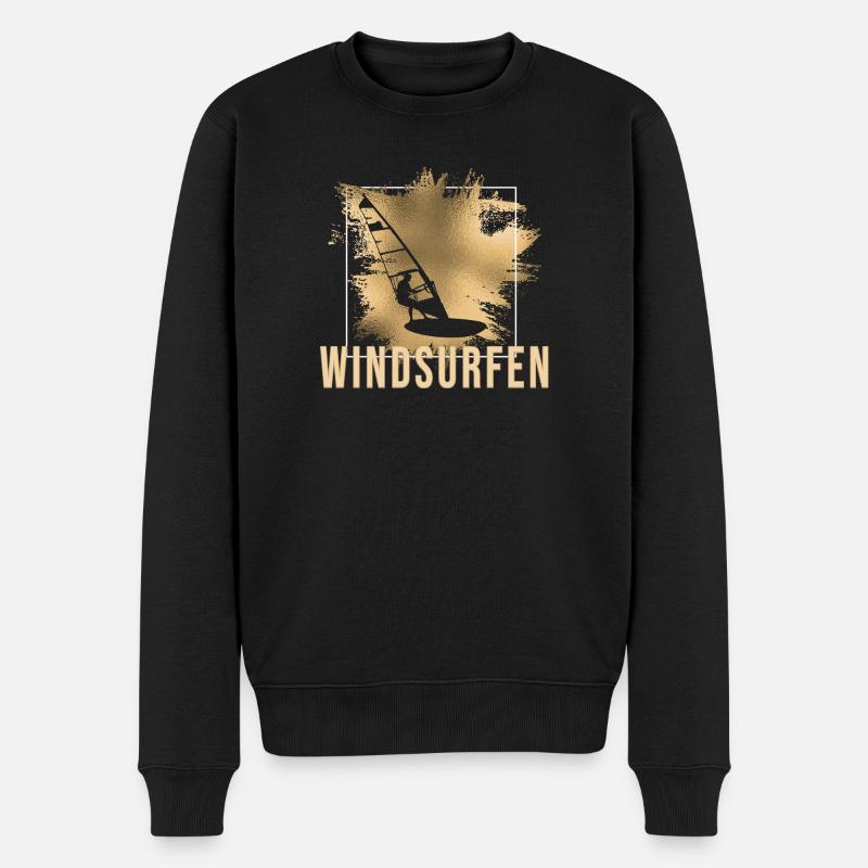 Windsurfen - Surfen - Männer Premium Bio Pullover - Schwarz