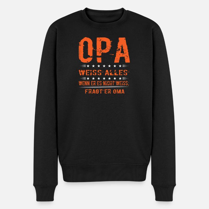 Lustiges Opa T-Shirt - Opa weiß alles - Männer Premium Bio Pullover - Schwarz