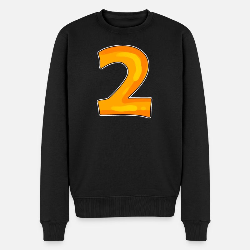 Zwei - 2 - Nummer Zahl - Männer Premium Bio Pullover - Schwarz