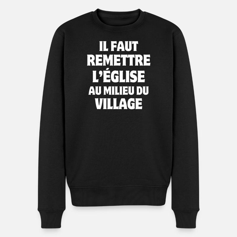 église, village, priorité - Pull Premium bio Homme - noir