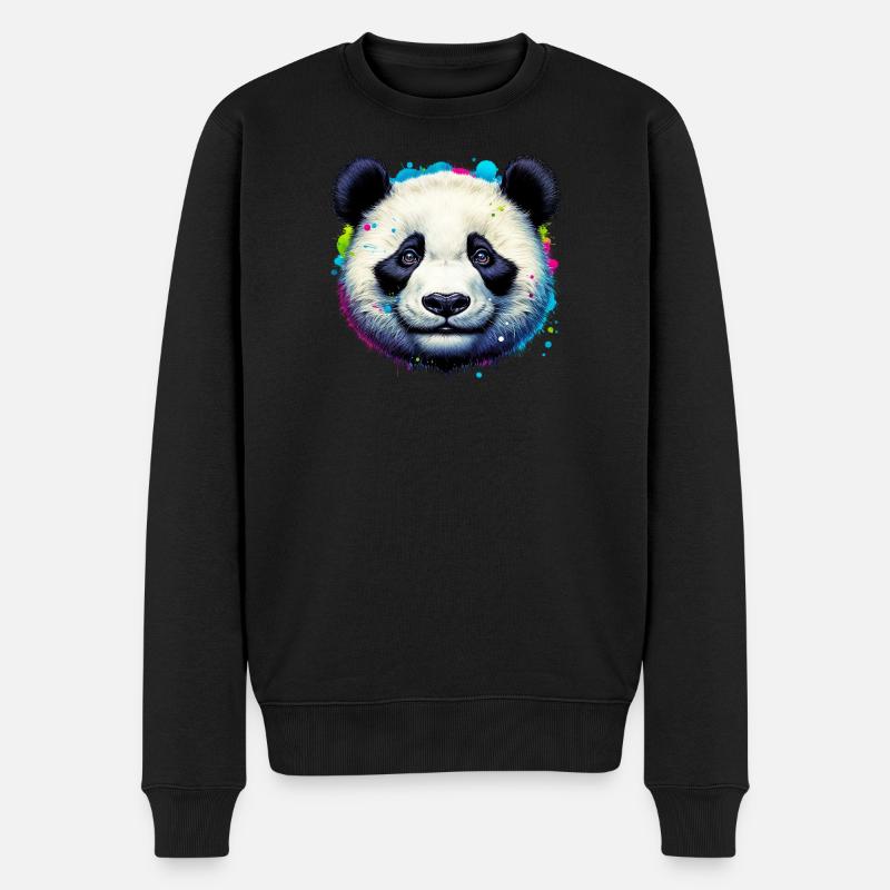 Panda - Männer Premium Bio Pullover - Schwarz