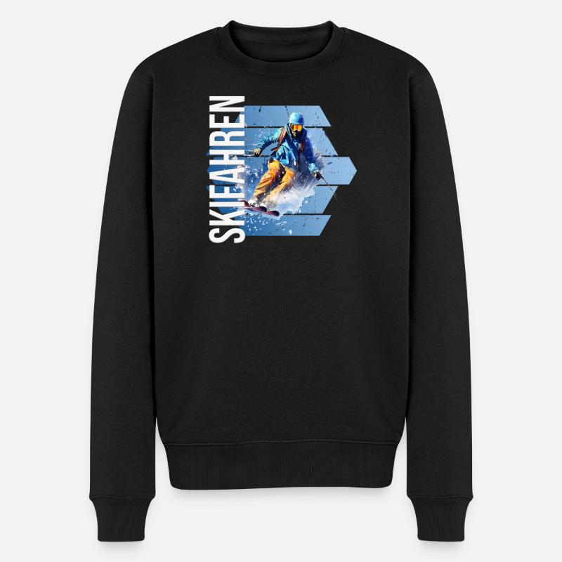 Skifahren - Männer Premium Bio Pullover - Schwarz