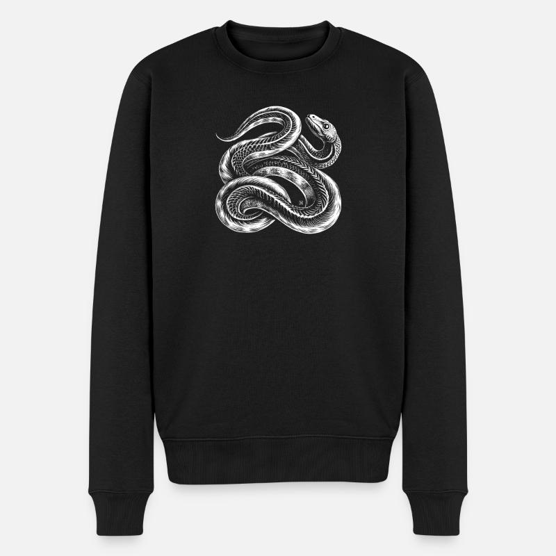Serpent blanc entrelacé - Pull Premium bio Homme - noir