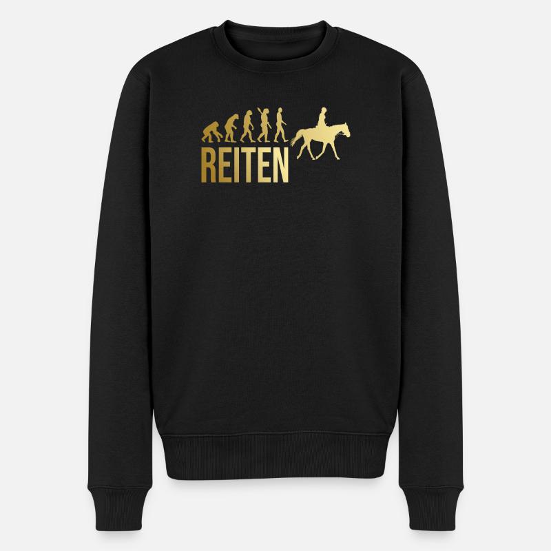 Reiten Evolution - Männer Premium Bio Pullover - Schwarz