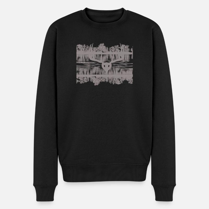 Wildlife Reflections Silhouette Design - Männer Premium Bio Pullover - Schwarz