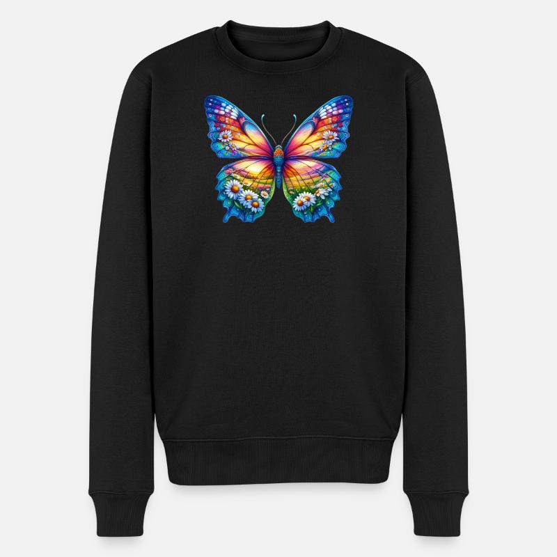Schmetterlingsblumen Gänseblümchen Gänseblümchen - Männer Premium Bio Pullover - Schwarz