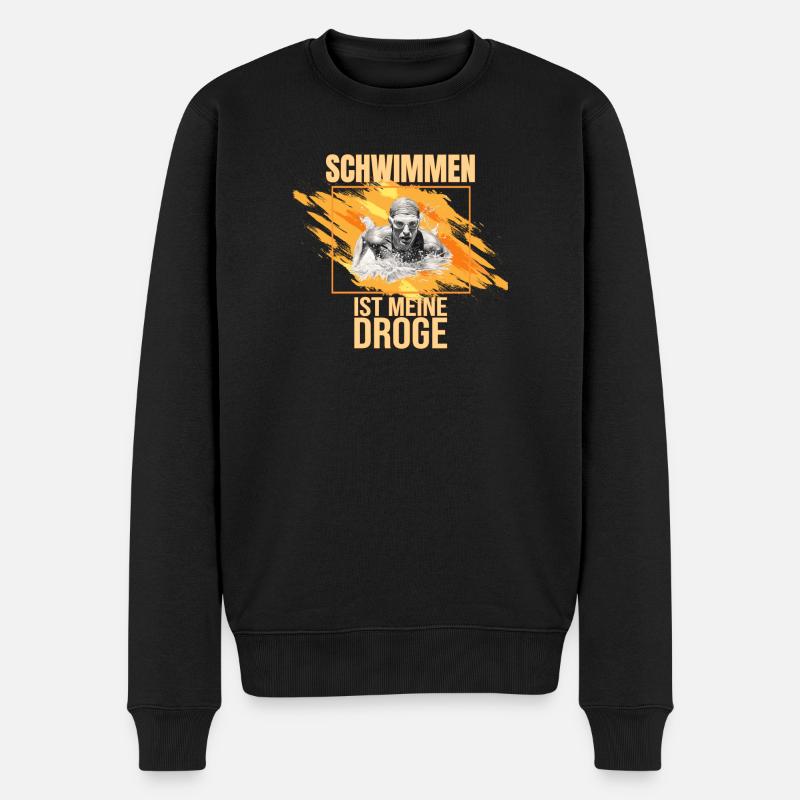 Schwimmen ist meine Droge - Männer Premium Bio Pullover - Schwarz