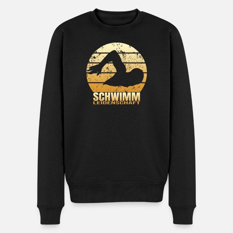 Schwimm Leidenschaft - Männer Premium Bio Pullover - Schwarz
