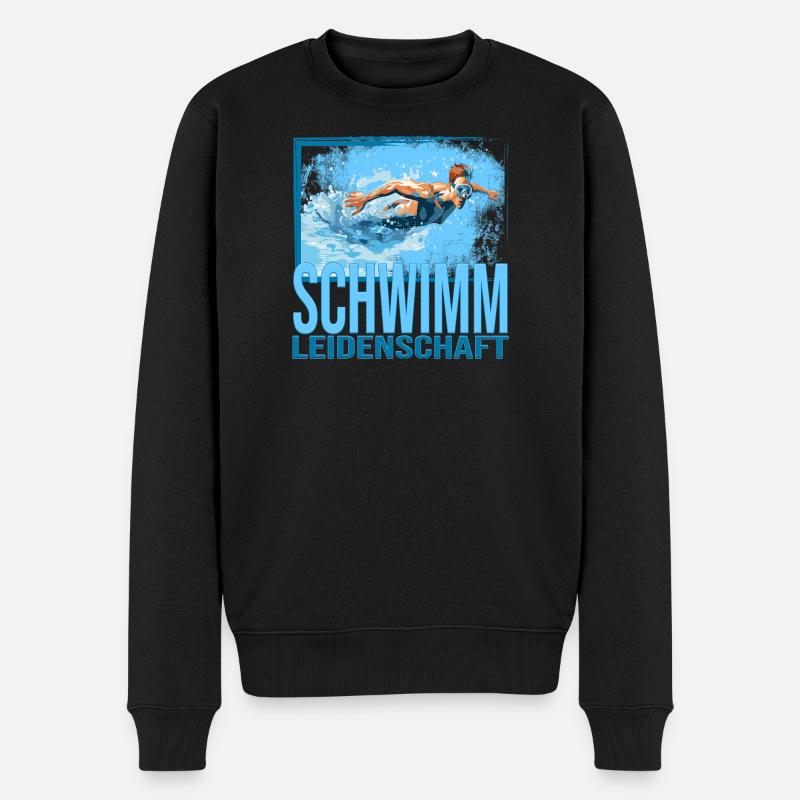 Schwimm Leidenschaft - Männer Premium Bio Pullover - Schwarz