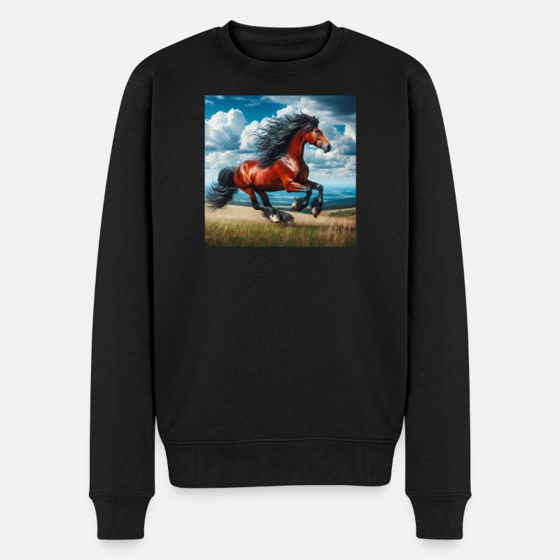 Cheval au galop - Pull Premium bio Homme - noir