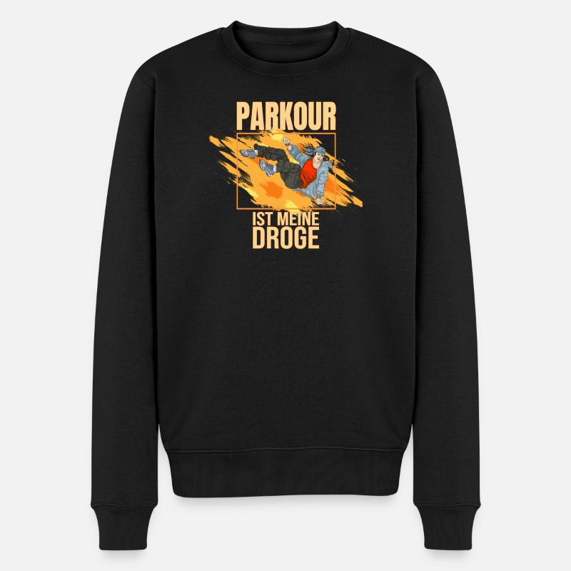 Parkour ist meine Droge - Männer Premium Bio Pullover - Schwarz