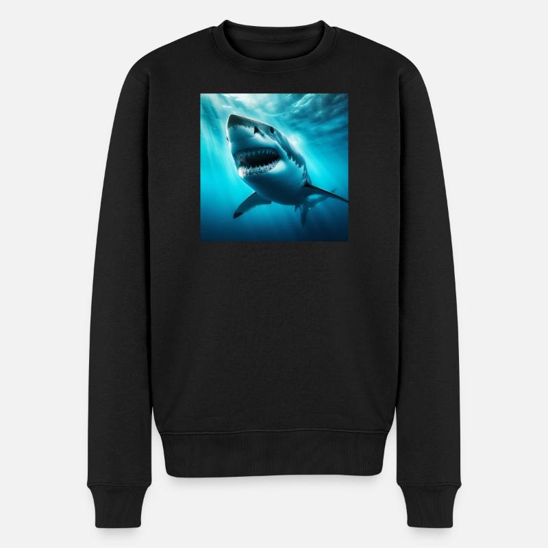 Weißer Hai - Männer Premium Bio Pullover - Schwarz
