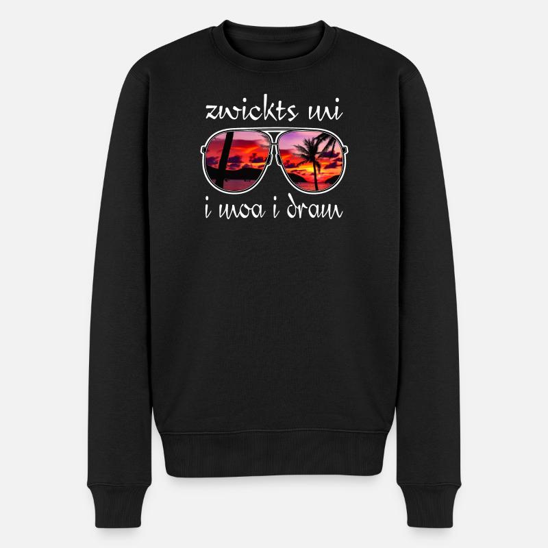 Zwickts mi i moa i dram, feriefølelse, dialekt - Økologisk premium-sweatshirt til mænd - sort