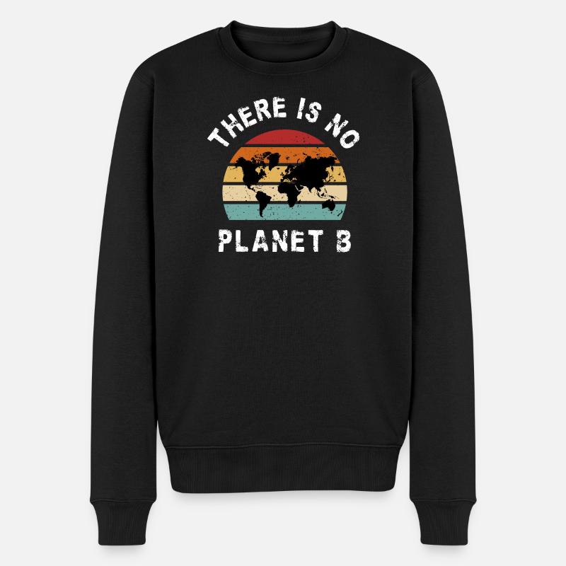 Es gibt keinen Planet B Vintage Retro - Männer Premium Bio Pullover - Schwarz