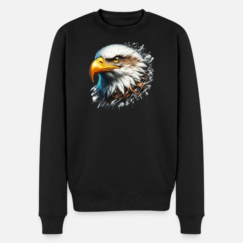 Adler - Männer Premium Bio Pullover - Schwarz