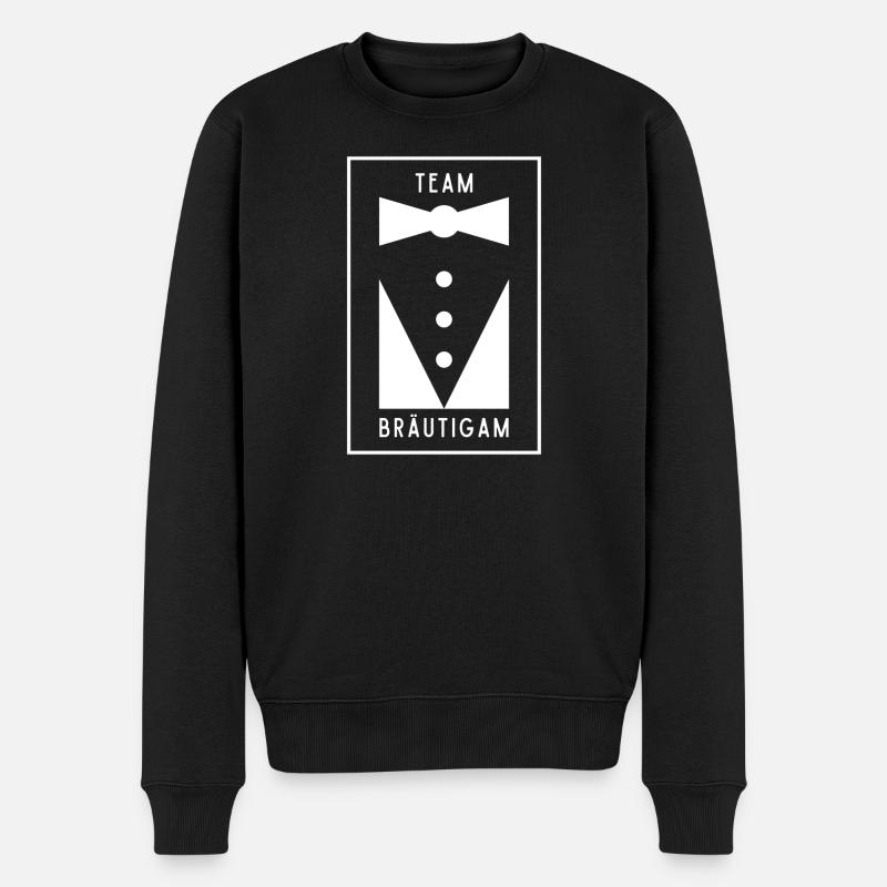 TEAM BRÄUTIGAM - Männer Premium Bio Pullover - Schwarz