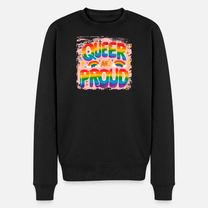 Queer und stolz - Männer Premium Bio Pullover - Schwarz