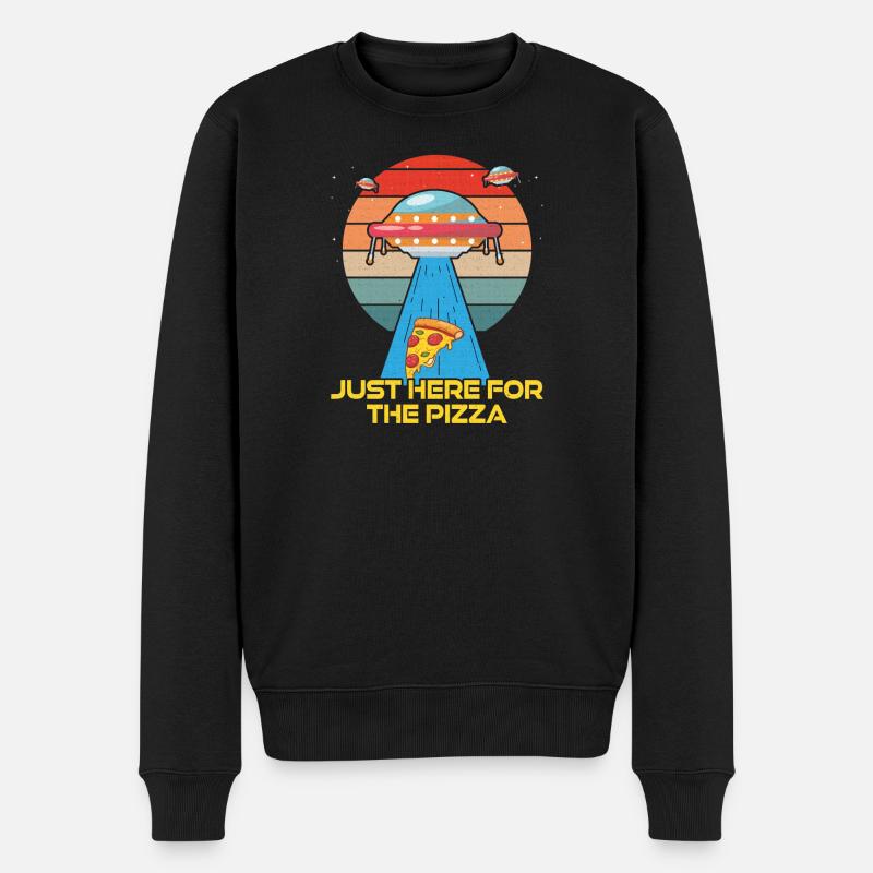 Just here for the Pizza - Männer Premium Bio Pullover - Schwarz