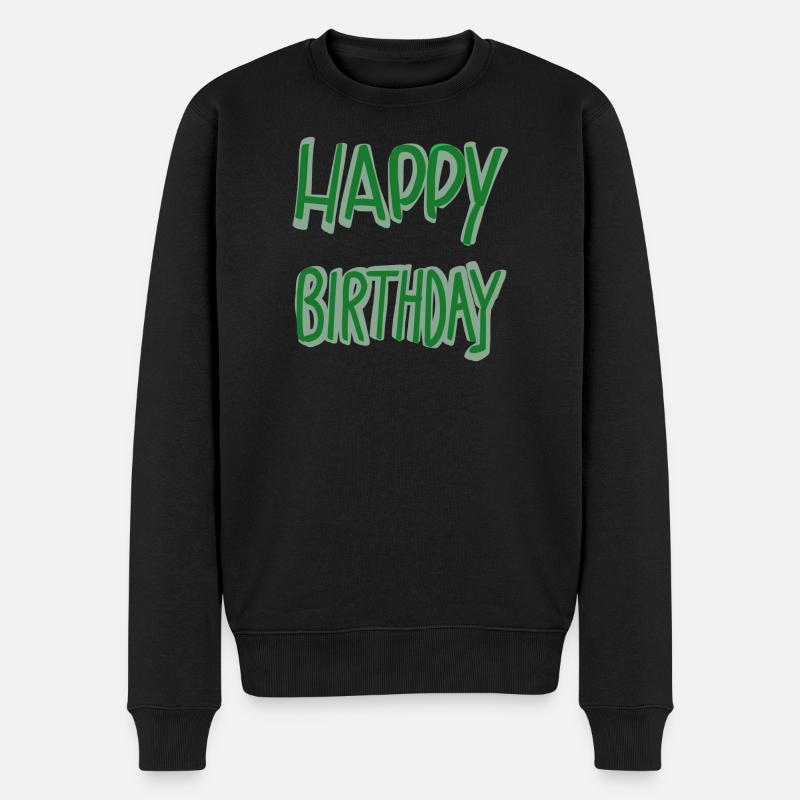 Grüner Happy Birthday Schriftzug - Männer Premium Bio Pullover - Schwarz