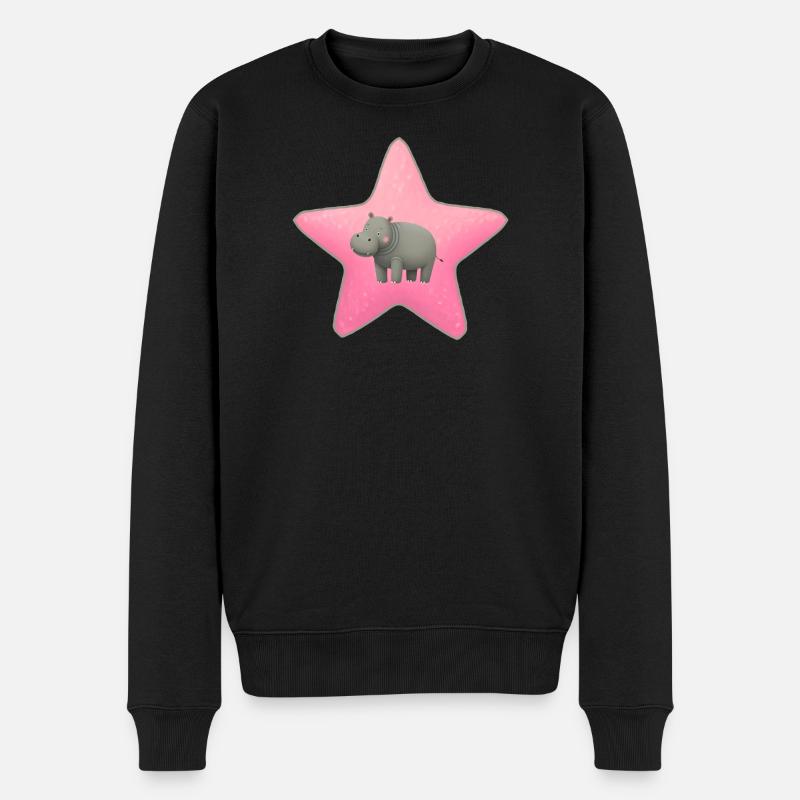 Hippopotame mignon bébé étoile enfants Design - Pull Premium bio Homme - noir