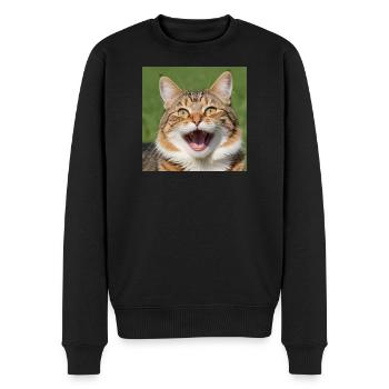 Katze - Männer Premium Bio Pullover - Schwarz - Vorne - Nico (187cm)