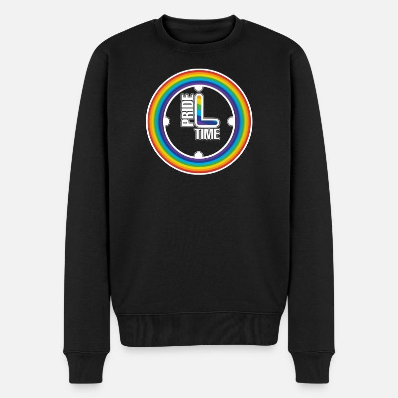 Regenbogen Pride Ring Uhr - Männer Premium Bio Pullover - Schwarz