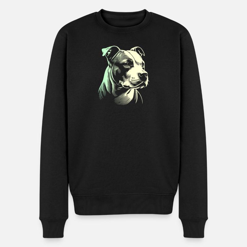 Staffordshire geometrischer Bullterrier, Staffy - Männer Premium Bio Pullover - Schwarz