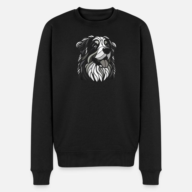 Berner Sennenhund Kopf Schwarz-Weiß - Männer Premium Bio Pullover - Schwarz