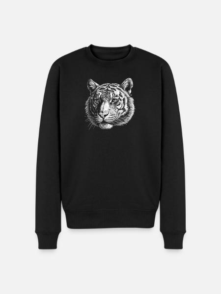 Weißer Tigerkopf - Männer Premium Bio Pullover - Schwarz