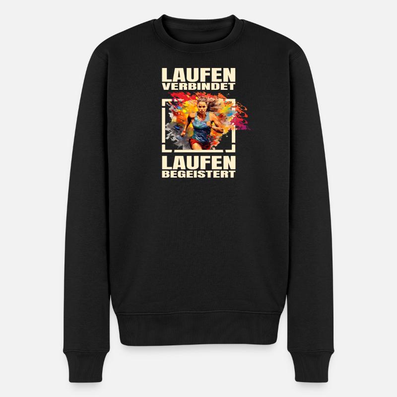 Laufen verbindet - Laufen begeistert - Männer Premium Bio Pullover - Schwarz