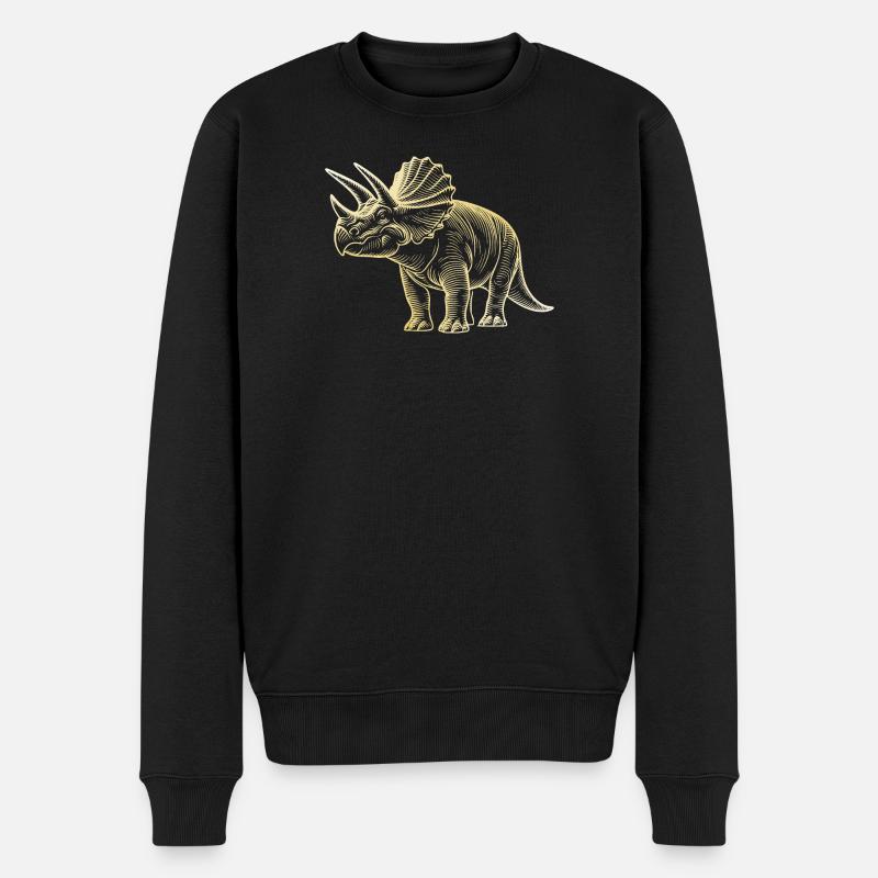 Triceratops-Dinosaurier-Zeichnung - Männer Premium Bio Pullover - Schwarz